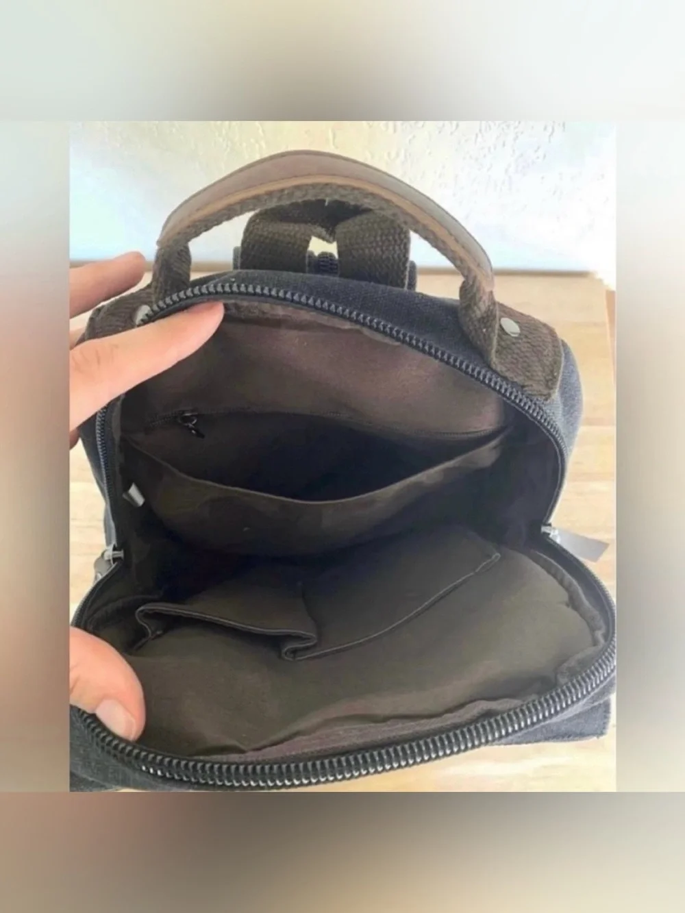 Palm & Peak Boutique Backpack Canvas Utility Style Bag Brown Trim